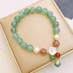 Soft Joy, Worn Daily. Strawberry Quartz Bracelet by AetherFate