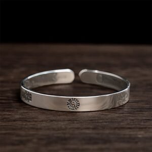 Gentle Focus, Worn Daily. Bagua mantra Symbol Copper Plated Silver Bracelet Bangle by AetherFate