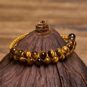 Steady Focus, Worn Daily. Tiger Eye Cinnabar Hand-woven Double Row Beads Bracelet by AetherFate