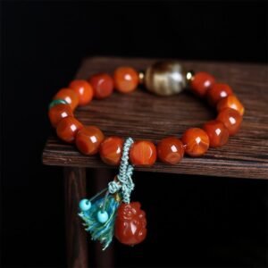 South Red Agate Pixiu Dzi Bead Fortune Bracelet | Your Quiet Daily Anchor for Steady Presence | AetherFate