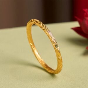 🔮 Quiet Warmth, Worn Daily. Hollow Universe Circle Design Copper Plated Gold Bracelet Bangle by AetherFate