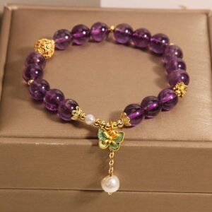 For When You Need Quiet Calm | Amethyst Amber Green Butterfly Bracelet | AetherFate