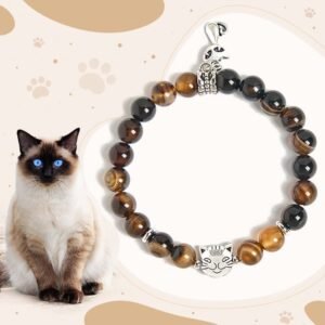 For When You Need Steady Presence | Chocolate Siamese Cat Dark Brown Striped Agate Bead Bracelet
