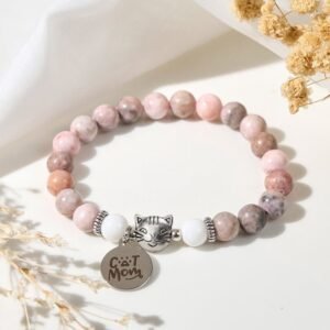 Quiet Presence, Worn Daily. Cat Head Design Zebra Jasper Bracelet by AetherFate