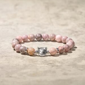 For When You Need Quiet Presence | 8mm Cat Design Zebra Jasper Bracelet