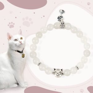 For When You Need Quiet Wisdom | White Cat White Jade Blessing Bracelet