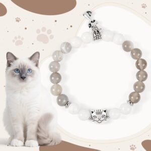 Steady Presence, Worn Daily. Ragdoll Cat Gray Striped Agate Chalcedony Support Bracelet by AetherFate