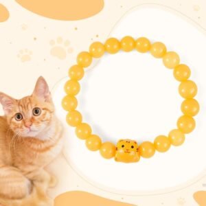 Quiet Presence, Worn Daily. Orange Tabby Cat Yellow Chalcedony Ceramic Kitten Joy Bracelet by AetherFate