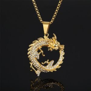 Quiet Presence, Worn Daily. Chinese Dragon Pattern Success Necklace Pendant by AetherFate