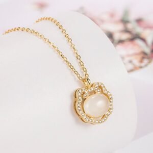 For When You Need Quiet Presence | Chalcedony Lock of Good Wishes Positive Necklace Pendant