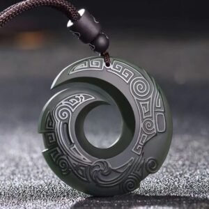 For When You Need Quiet Wisdom | One's Improves Design Patern Hetian Cyan Jade Peace Buckle Necklace Pendant