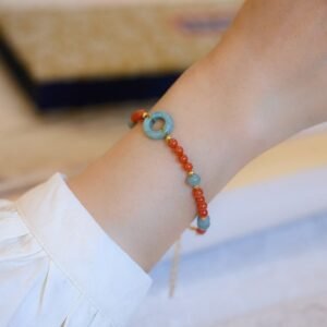 Sterling Silver Red Agate Jade Peace Buckle Confidence Bracelet | Your Quiet Daily Anchor for Gentle Focus | AetherFate