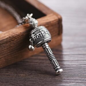 Tibetan Om Mani Padme Hum Prayer Wheel Lotus Wisdom Rotatable Necklace Pendant | Your Quiet Daily Anchor for Quiet Presence | AetherFate