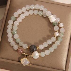 For When You Need Quiet Wisdom | Double Layer Jade Shell Bracelet