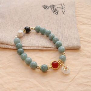 Jade Red Agate Pearl Bow Tie Bracelet | Your Quiet Daily Anchor for Quiet Wisdom | AetherFate