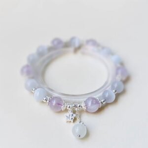 Gentle Focus, Worn Daily. Sterling Silver Amethyst Cat's Eye Spiritual Awareness Star Bracelet by AetherFate