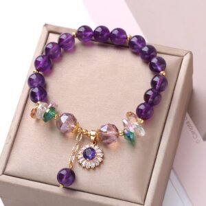 For When You Need Quiet Calm | Amethyst Zircon Sun Spiritual Charm Bracelet