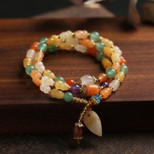 Quiet Warmth, Worn Daily. Golden Silk Jade Gourd Bracelet by AetherFate