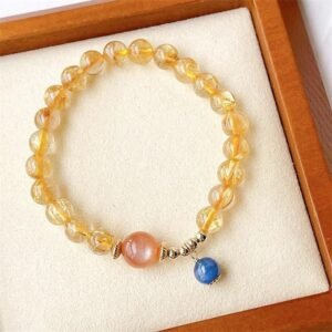 Gold Rutilated Quartz Sun Stone Kyanite Bracelet | Your Quiet Daily Anchor for Quiet Warmth | AetherFate