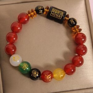 For When You Need Steady Presence | Five Elements Black Onyx Red Agate Wisdom Bracelet