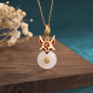 White Jade Fox Copper Coin Necklace Pendant | Your Quiet Daily Anchor for Quiet Wisdom | AetherFate