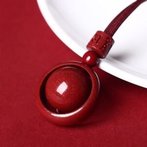 Cinnabar Om Mani Padme Hum PiXiu Blessing Bead Necklace Pendant | Your Quiet Daily Anchor for Gentle Warmth | AetherFate