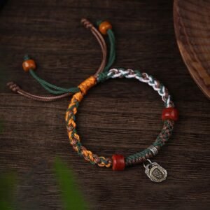 For When You Need Gentle Focus | Handmade Tibetan Silver Sterling Silver Zakiram Goddess of Camel Bone Braided Bracelet