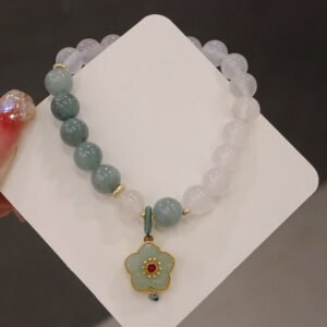 White Agate Jade Lotus Flower Peace Buckle Bracelet | Your Quiet Daily Anchor for Quiet Wisdom | AetherFate