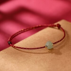 Sterling Silver Plated Gold Hetian Jade Lotus Red String Bracelet | Your Quiet Daily Anchor for Gentle Focus | AetherFate