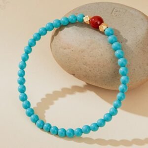 For When You Need Steady Presence | Turquoise Red Agate Beaded Bracelet