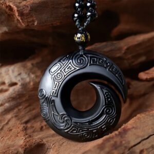 Black Obsidian Ice Obsidian Strength Necklace Pendant | Your Quiet Daily Anchor for Inner Stillness | AetherFate