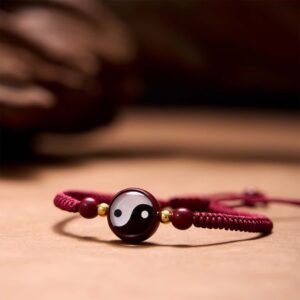Gentle Warmth, Worn Daily. Cinnabar Red String Yin Yang Symbol Bagua Blessing Bracelet by AetherFate