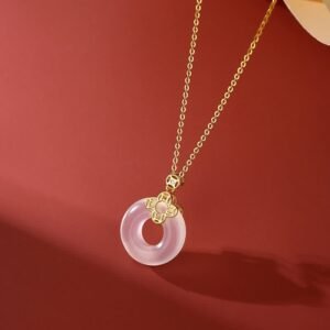 Sterling Silver Chalcedony Coin Peace Buckle Positive Necklace Pendant | Your Quiet Daily Anchor for Gentle Focus | AetherFate