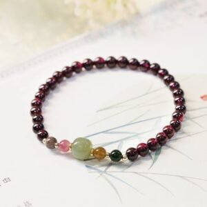 For When You Need Quiet Wisdom | Garnet Hetian Jade Tourmaline Bead Passion Bracelet