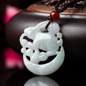 For When You Need Quiet Wisdom | Year of the Rabbit White Jade Crescent Moon Necklace Pendant