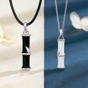 Quiet Connection, Worn Daily. Bamboo Design Copper Couple Necklace Pendant by AetherFate