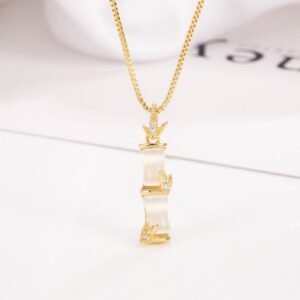 Quiet Presence, Worn Daily. Chalcedony Bamboo Pattern Harmony Necklace Pendant by AetherFate