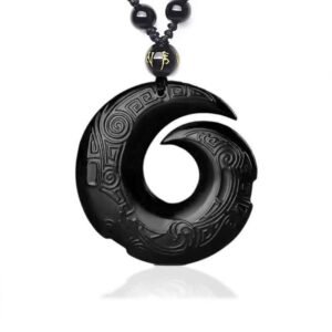 Black Obsidian Ice Obsidian Strength Necklace Pendant | Your Quiet Daily Anchor for Inner Stillness | AetherFate