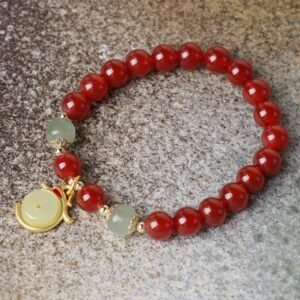 Year of the Dragon Red Agate Jade Peace Buckle Fu Character Success Bracelet (Extra 30% Off | USE CODE: FS30) | Your Quiet Daily Anchor for Quiet Wisdom | AetherFate