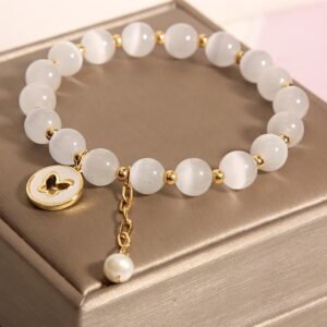Cat's Eye Butterfly Charm Love Bracelet | Your Quiet Daily Anchor for Quiet Presence | AetherFate