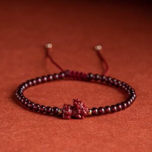 Gentle Warmth, Worn Daily. Garnet Cinnabar PiXiu Blessing Calm String Bracelet by AetherFate