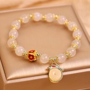 Steady Presence, Worn Daily. Year of the Dragon White Agate Green Aventurine Peace Buckle Bracelet (Extra 30% Off | USE CODE: FS30) by AetherFate