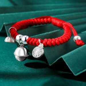 For When You Need Gentle Focus | Sterling Silver Handmade Fu Character Money Bag Chinese Lock Charm Bell Lotus Copper Coin King Kong Knot Braided Kids Bracelet