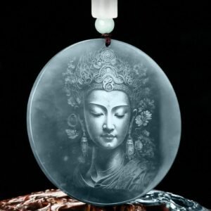 For When You Need Quiet Wisdom | Kwan Yin Avalokitesvara Jade Abundance String Necklace Pendant