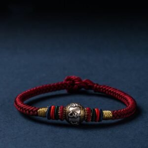 Gentle Focus, Worn Daily. Sterling Silver Tibet Handmade Om Mani Padme Hum King Kong Knot Braided Bracelet by AetherFate