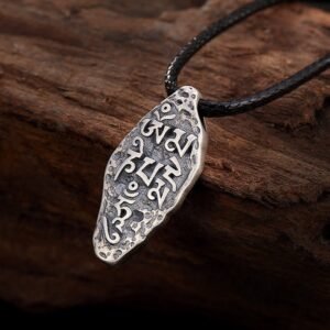 For When You Need Gentle Focus | Tibetan Sterling Silver Om Mani Padme Hum Dorje Vajra Engraved Strength Necklace Pendant
