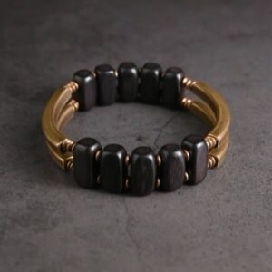 For When You Need Quiet Connection | Tibetan Ebony Wood Copper Balance Double Layer Bracelet
