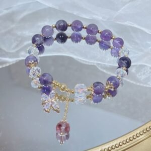Quiet Calm, Worn Daily. Amethyst Crystal Butterfly Charm Bracelet | AetherFate