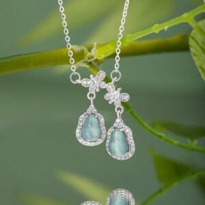 Gentle Focus, Worn Daily. Sterling Silver Green Jade Double Gourd Butterfly Necklace Pendant by AetherFate