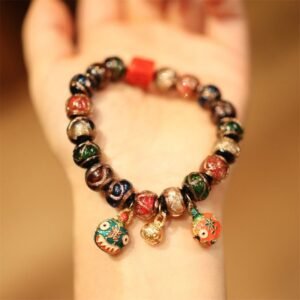 For When You Need Quiet Warmth | Tibetan Gold Swallowing Beast Family Five God Of Thangka Fortune Bead Bracelet
